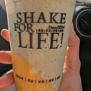 Matcha Slush with egg pudding