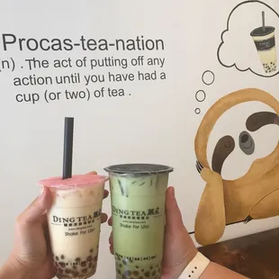 Jasmine milk tea and matcha