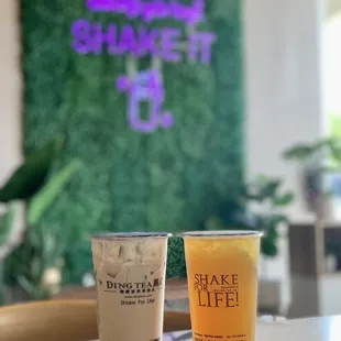 two drinks on a table