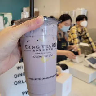 Taro Milk Tea with Egg Pudding