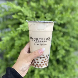 wintermelon milk green tea with golden boba