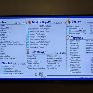 Menu as of 12/7/22