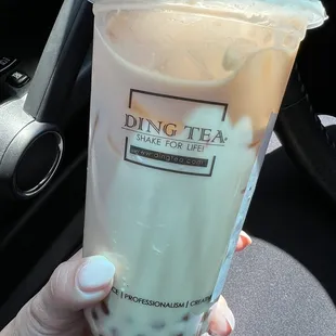 Can't beat ding teas Wintermelon green milk tea with golden boba.