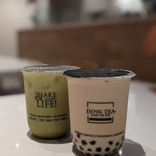 two drinks on a table