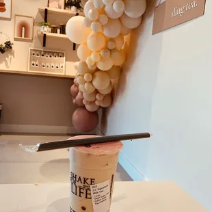 Signature Milk Tea + Slight Sugar + Golden Boba + Egg Pudding (Egg Custard)