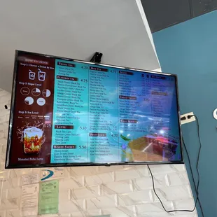 the menu on the wall