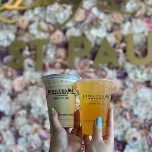 My favorite is peach green tea with crystals boba.