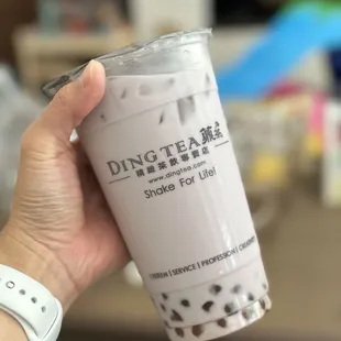 Taro Milk Tea with golden boba - large