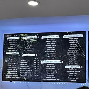 Menu as of 2021 October