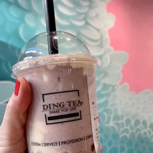 Mashed Taro Green Milktea w/ Golden Boba &amp; Burnt Cream