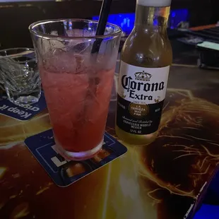 Strawberry Margarita and a Corona