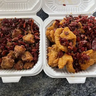 Spicy chicken and S6. Spicy Fish Fillet. Both delicious!