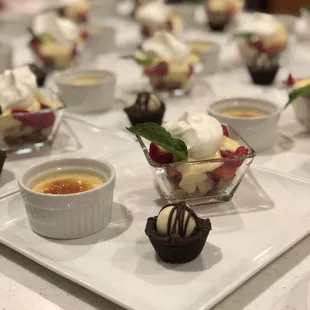 Dessert trio of Creme Brûlée, Red Berry Trifle, and Triple Chocolate Truffle