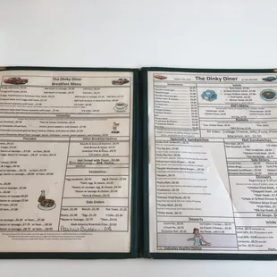 the menu of the restaurant