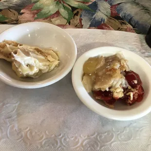 Banana pudding, apple cobbler and cherry cobbler.