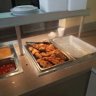 a variety of food items on a counter
