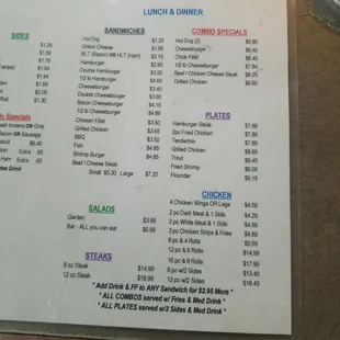 a menu for a restaurant