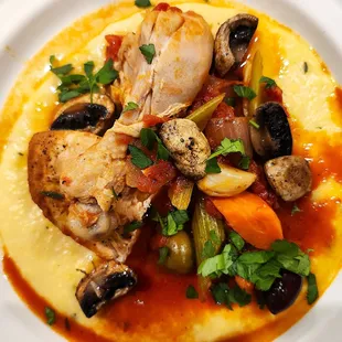 Chicken Cacciatore with Parmesan Thyme Polenta