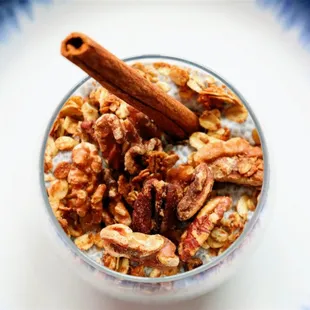 Coconut and chia seed pudding with handmade granola.