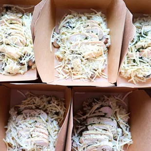 Basil pesto stuffed chicken over risotto.