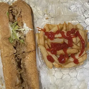 Chicken Philly with Shrimp Submarine French Fries