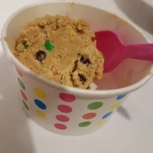 Single scoop of Monster Cookie Dough