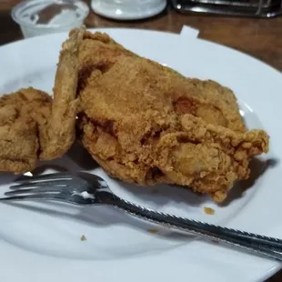 2 pc chicken dinner.mashed potatoes with white gravy and salad about $13