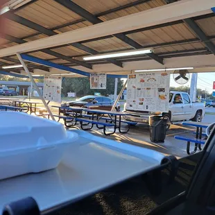 The sign and tables