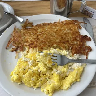 Eggs with feta and hash browns