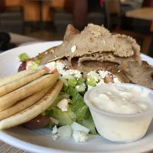 Greek salad with gyro meat