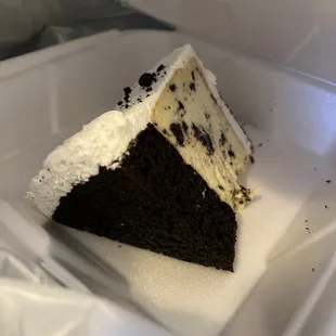 Slice of Oreo cheesecake