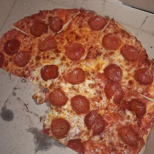 Missing black olives and mushrooms.  It's delicious but I should have received what I paid for.