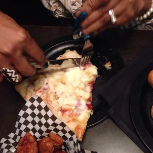 Pineapple pizza with a hint of sauce