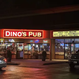 a car parked in front of the restaurant