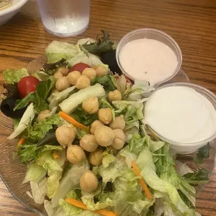 Side salad with blue cheese and creamy Italian