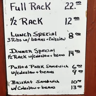 a menu for a restaurant