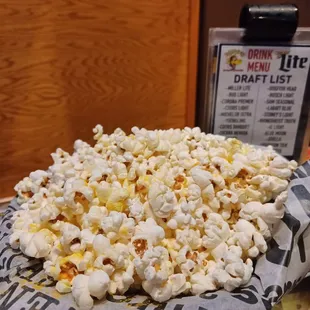 Complimentary popcorn.  Popcorn overload for sure.