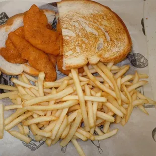a chicken sandwich and french fries