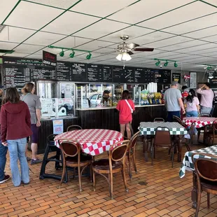 a group of people in a restaurant