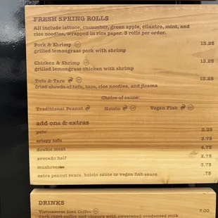 MENU PAGE 2 - Spring Rolls &amp; Sides