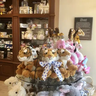 a display of stuffed animals