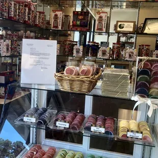 a display of colorful pastries