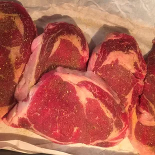 a bunch of raw meat