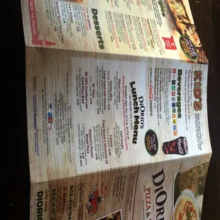 Back of menu