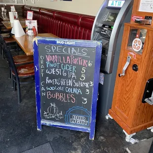 a chalkboard sign