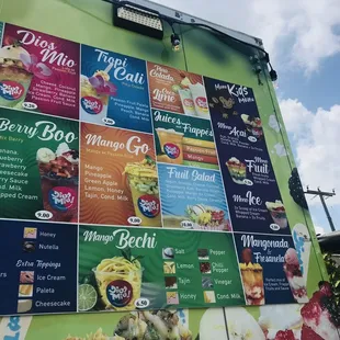 a menu on a food truck