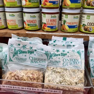 a variety of dips and condiments