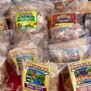 a display of hawaiian foods