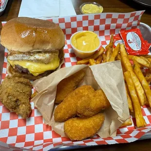 Double bacon cheeseburger with fried egg