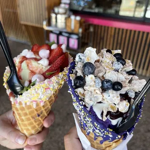 The strawberry and sweet potato ice creams